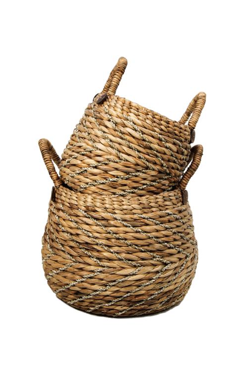 HSM Collection-Mandenset S/2-ø40x42/ø30x36-Natur-Wasserhyazinthe
