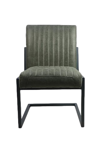 HSM Collection-Esszimmerstuhl Texas S/2-55x50x85-Grün/Grau-Leder/Metall
