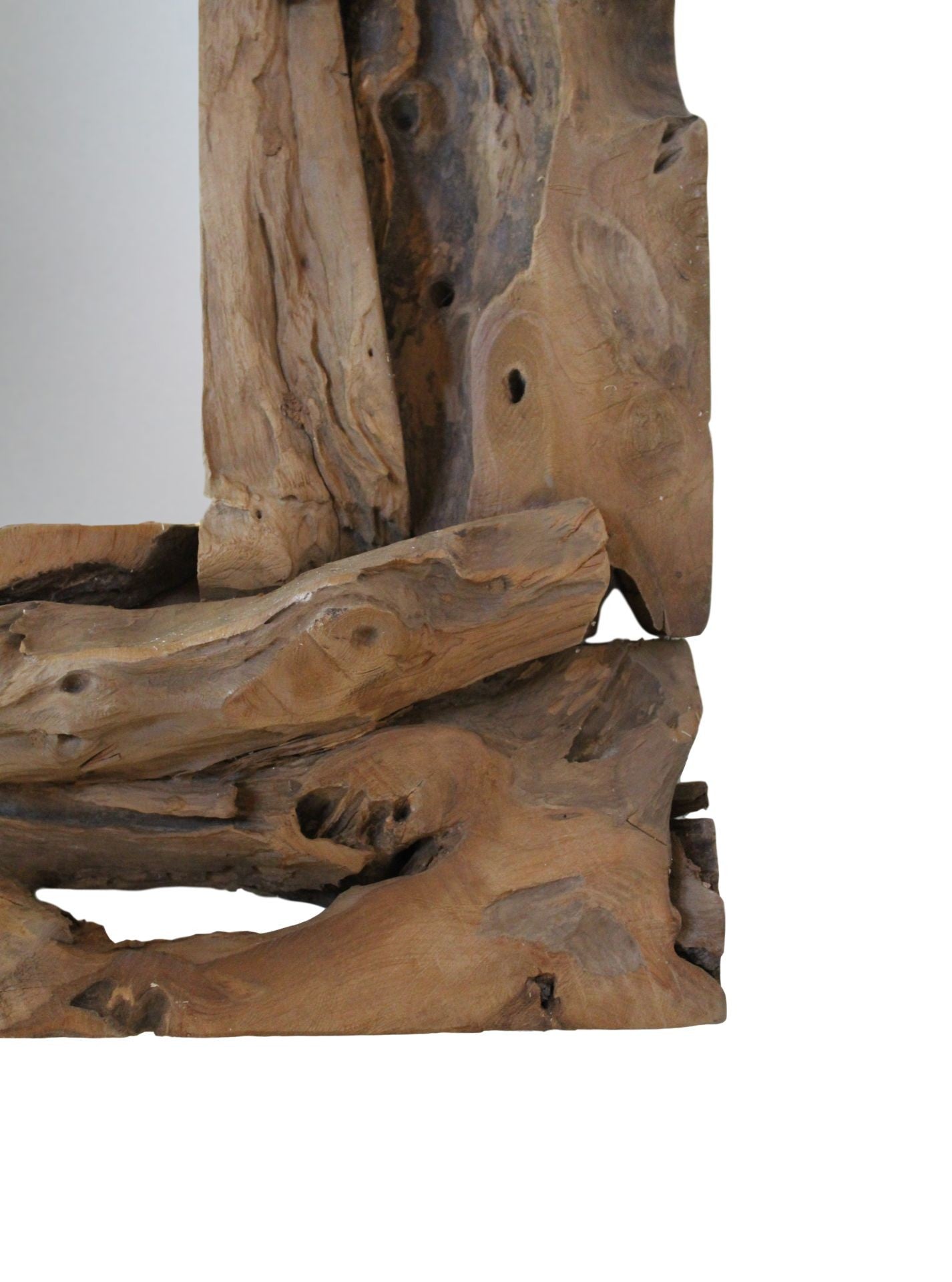 HSM Kollektion-Rechteckiger Spiegel Root-140x6x80-Natur-Teak
