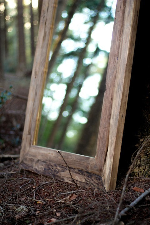 HSM Kollektion-Rechteckiger Spiegel Rustikal-140x3x80-Natur-Teak