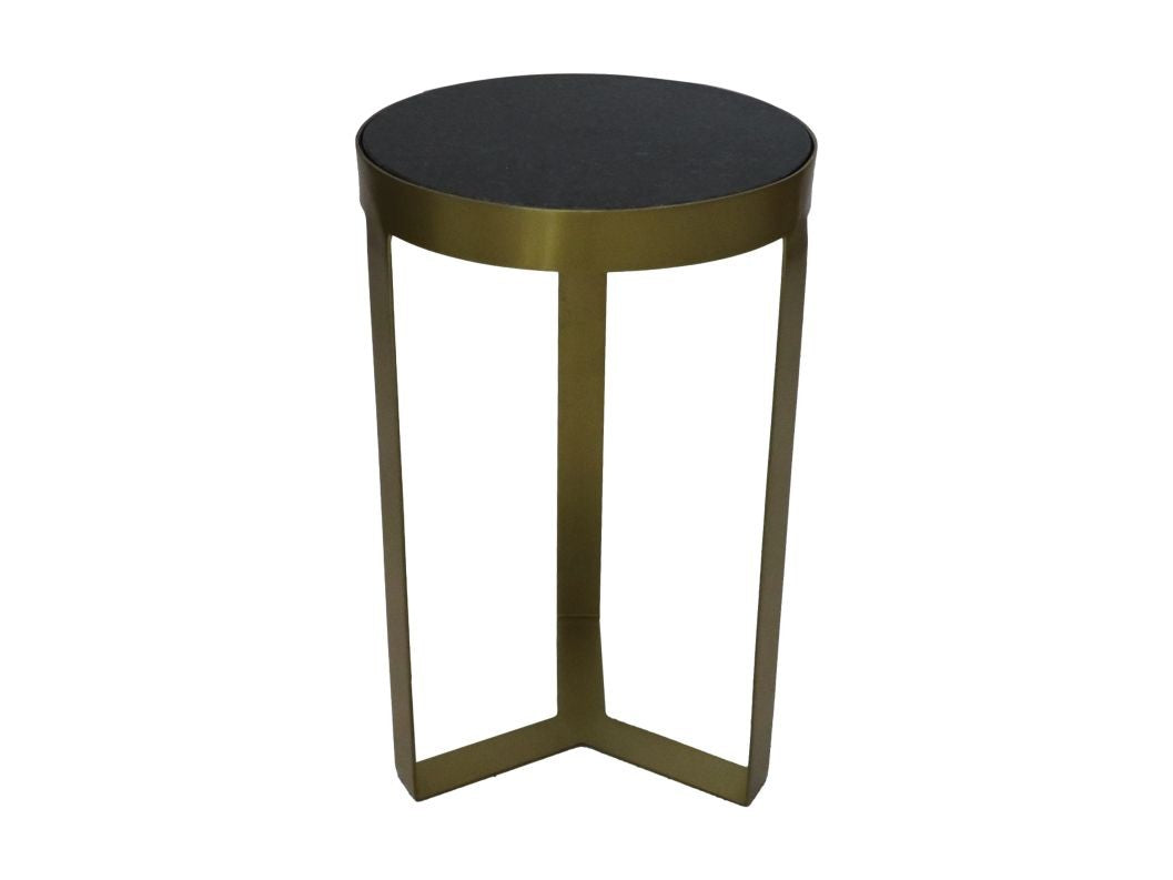HSM Kollektion-Runder Beistelltisch-ø30x50-Schwarz/Gold-Marmor/Metall
