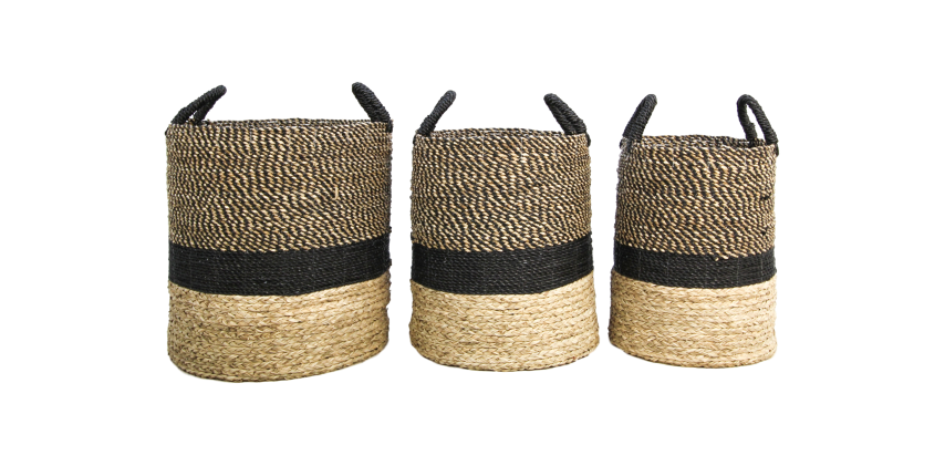 HSM Collection-Mandenset Malibu S/3-ø42x45 / ø38x42 / ø34x39-Natur/Schwarz-Wasserhyazinthe