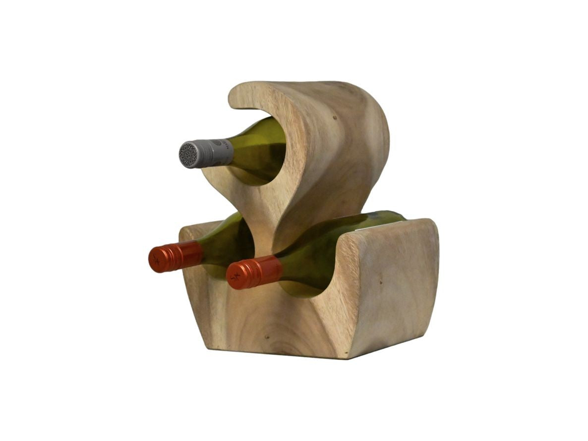 HSM Collection-Ständer Weinregal Vins 3 Flaschen-25x18x31-Natur-Munggur