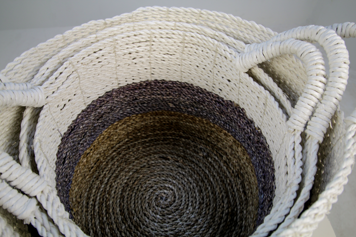 HSM Collection-Mandenset Malibu S/3-ø36x30 / ø34x27 / ø32x25-Natur/Sortiert-Raffia/Seegras