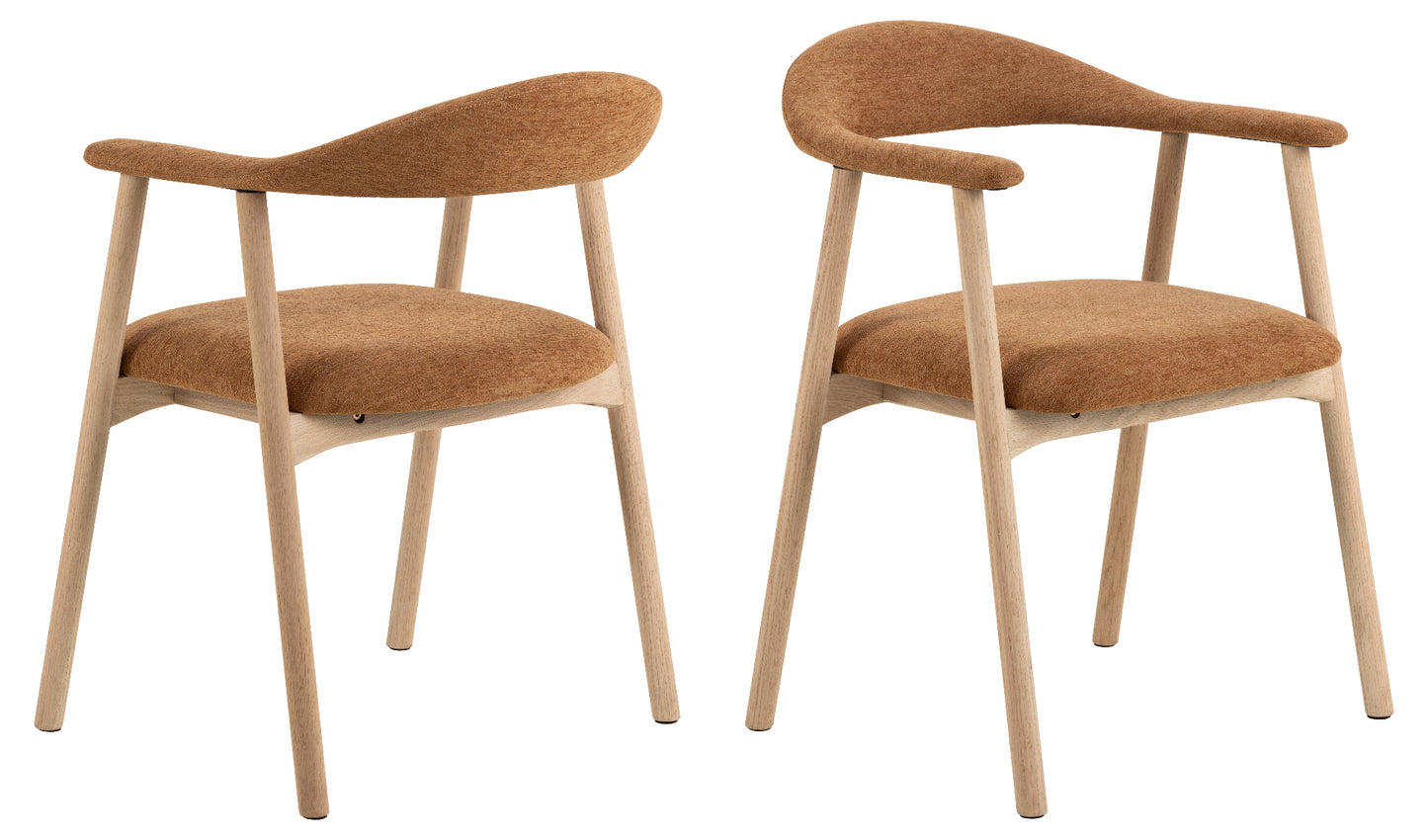 HSM Collection-Esszimmerstuhl Ella Mit Arm S/2-56x54x76-Terrakotta/Weiß Pigmentiert-Stoff/Eiche