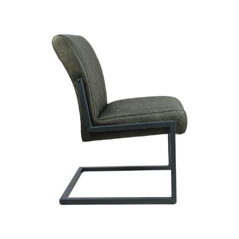 HSM Collection-Esszimmerstuhl Texas S/2-55x50x85-Grün/Grau-Leder/Metall