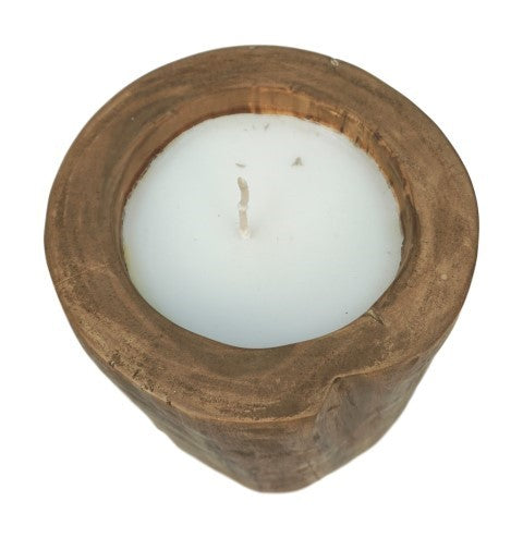 HSM Kollektion-Kerze Baumstamm Groß-ø20x20-Natur-Teak