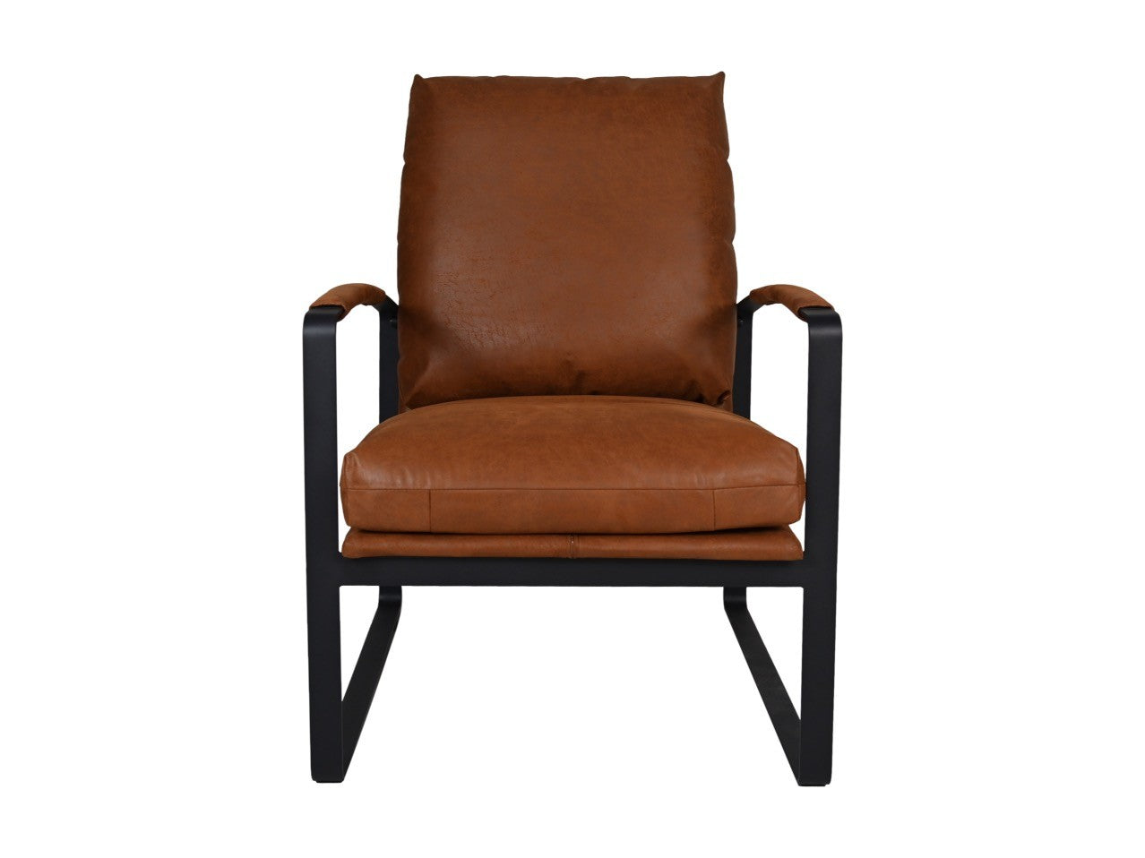 HSM Kollektion-Sessel Miami-95x65x95-Cognac/Schwarz-Leder/Metall