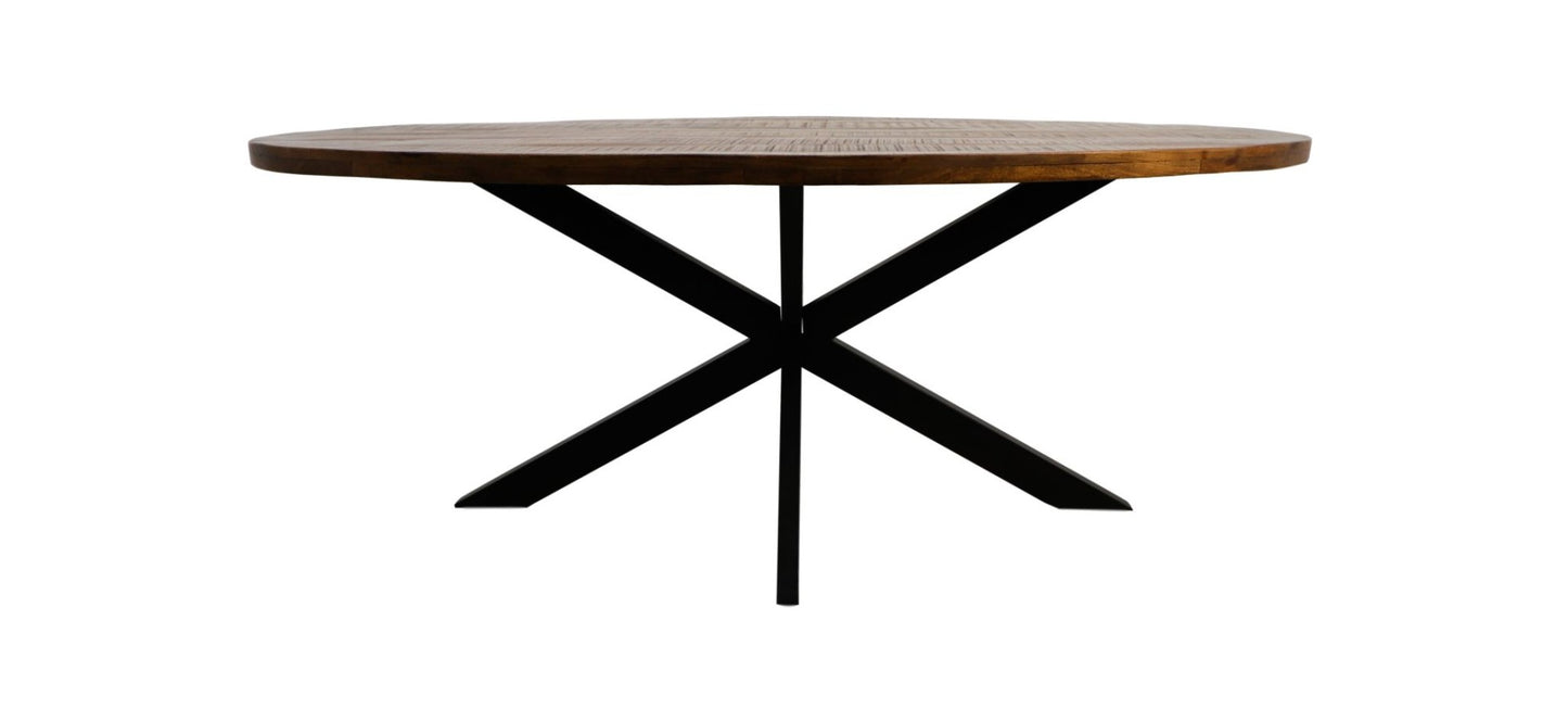HSM Collection - Ovaler Esstisch Melbourne - 240x110x76 - Natur/Schwarz - Mango/Metall