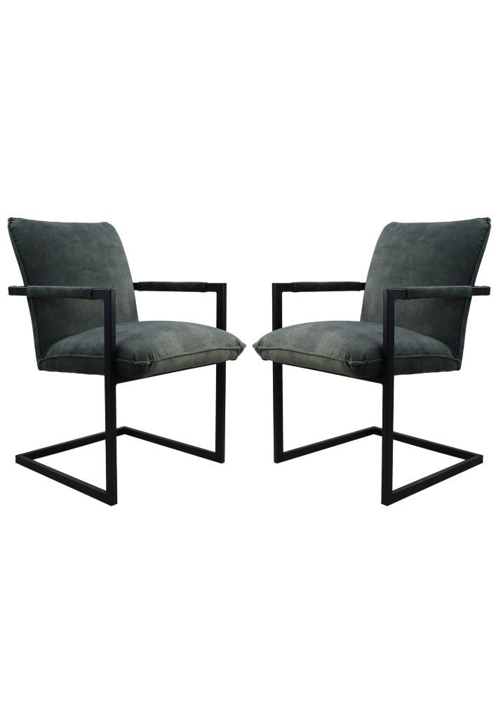 HSM Collection-Esszimmerstuhl Boston S/2-56x68x89-Hellgrün/Schwarz-Stoff/Metall