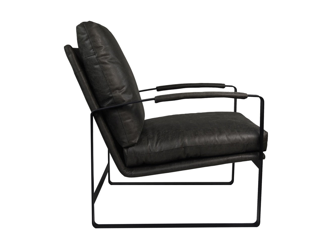 HSM Kollektion-Sessel Miami-95x65x95-Dunkelgrau/Schwarz-Leder/Metall