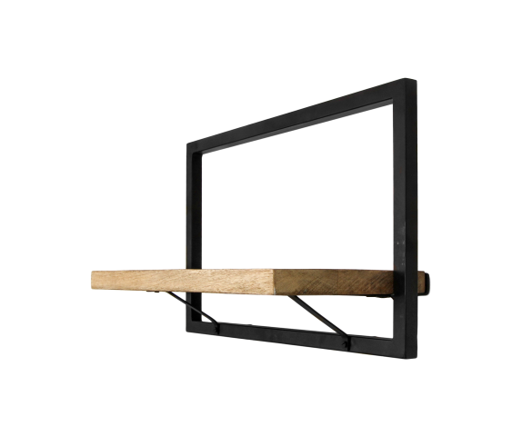 HSM Collection-Wandregal Levels - 51x22x32 - Natur/Schwarz - Mango/Metall