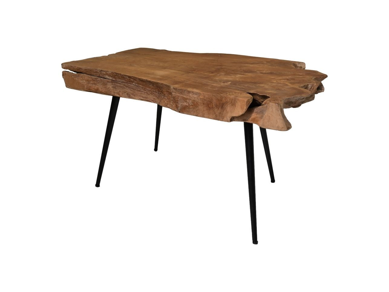 HSM Collection-Rechteckiger Couchtisch Root-80x50x43-Natur/Schwarz-Teak/Metall