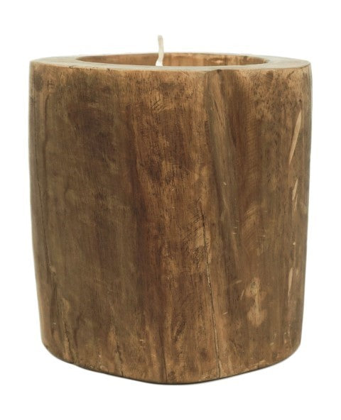 HSM Kollektion-Kerze Baumstamm Groß-ø20x20-Natur-Teak