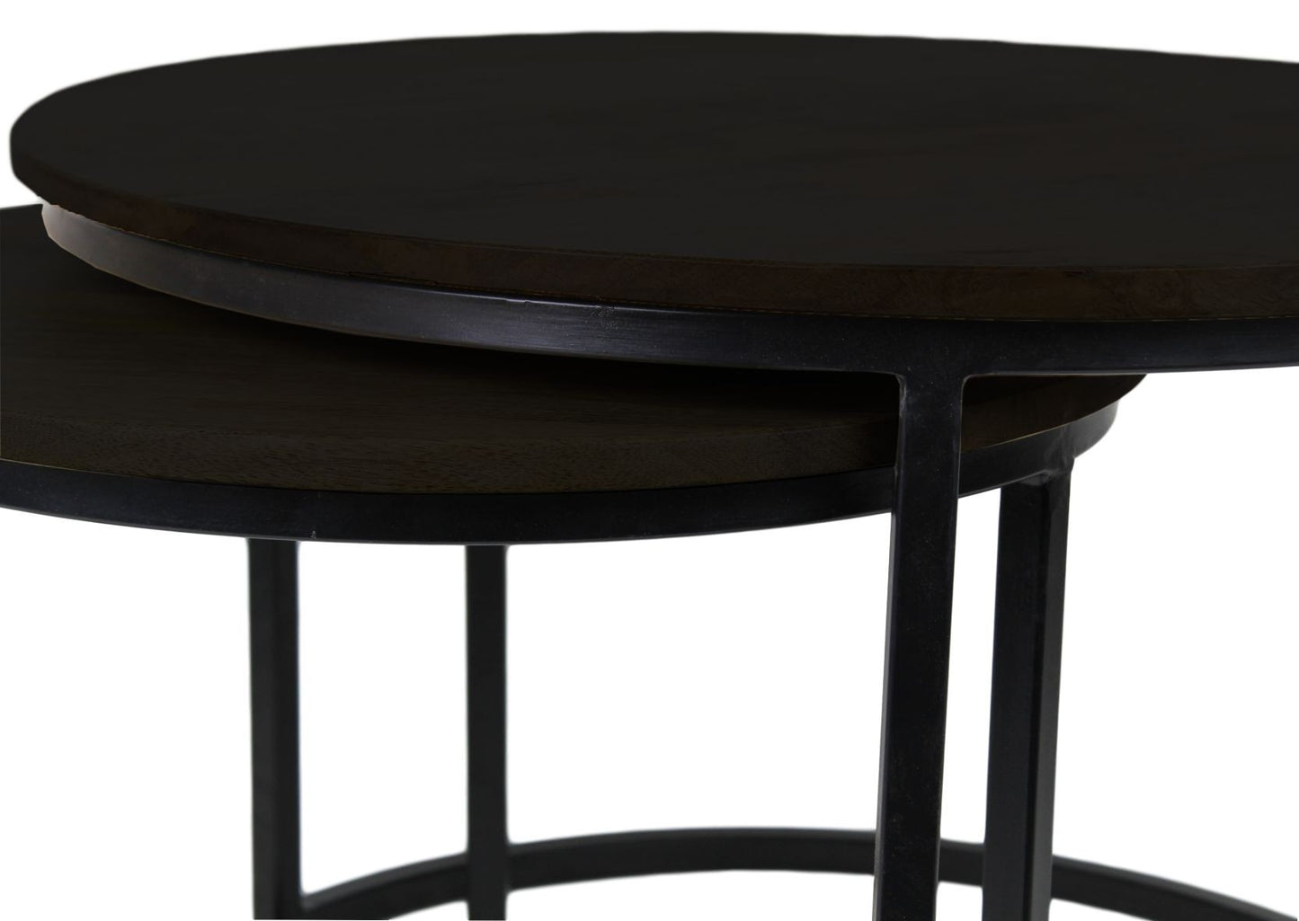 HSM Collection-Runde Beistelltisch Ronin S/2-ø70x45/ø50x38-Schwarz-Mango/Metall