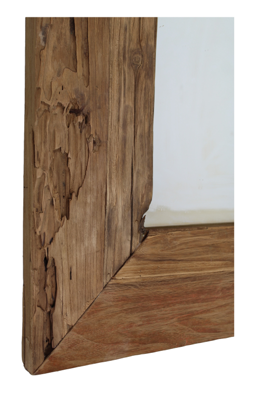 HSM Kollektion-Rechteckiger Spiegel Rustikal-140x3x80-Natur-Teak