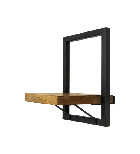 HSM Collection-Wandregal Levels -25x22x32-Natur/Schwarz-Mango/Metall
