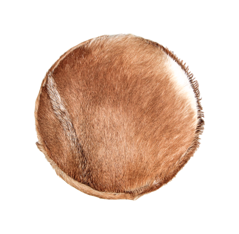 HSM Collection-Runde Hocker Ziegenfell-ø33x45-Sortiert/Natur-Ziegenfell/Teak
