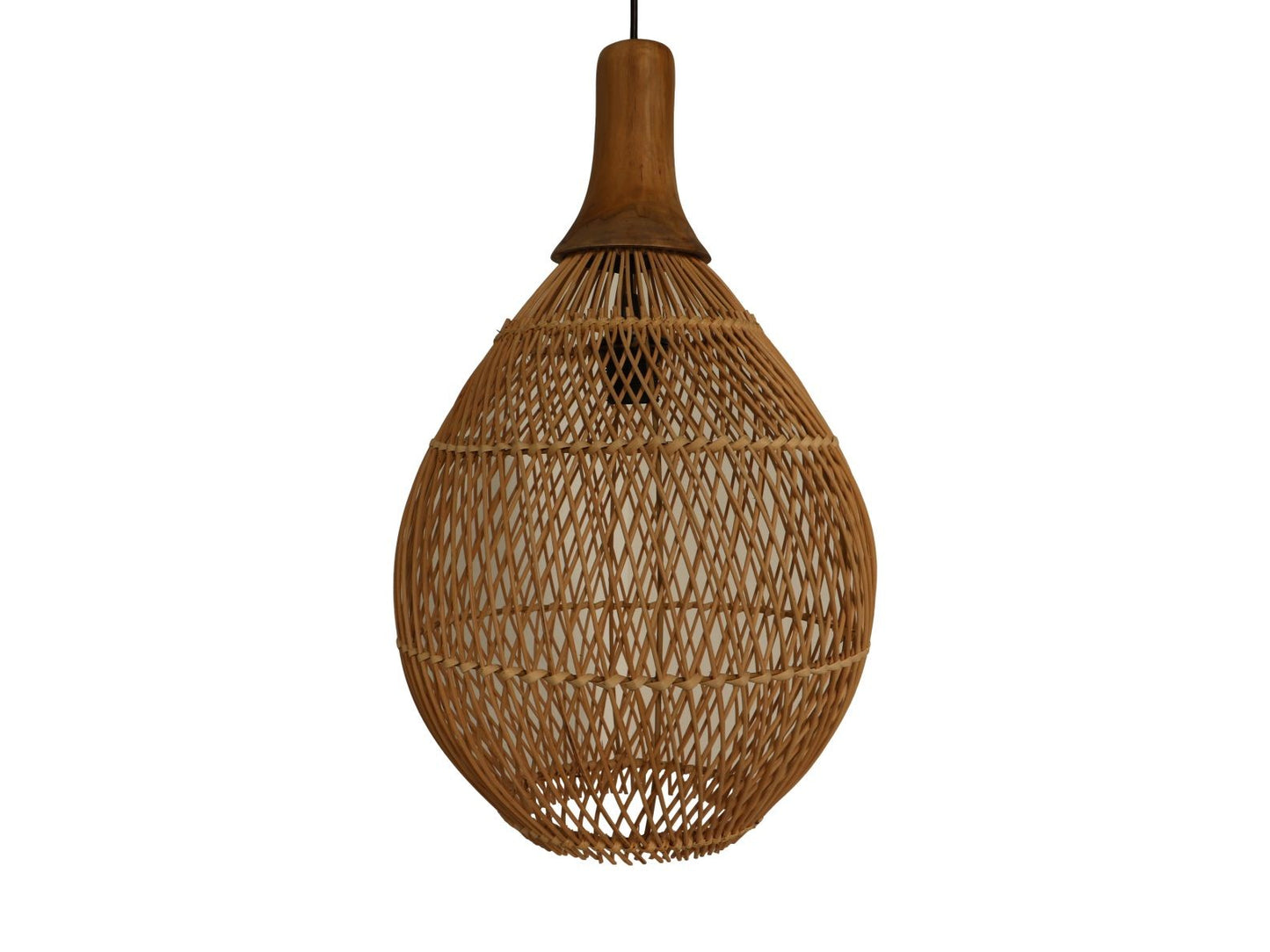 HSM Kollektion-Hängelampe-34x34x58-Natur-Rattan/Teak