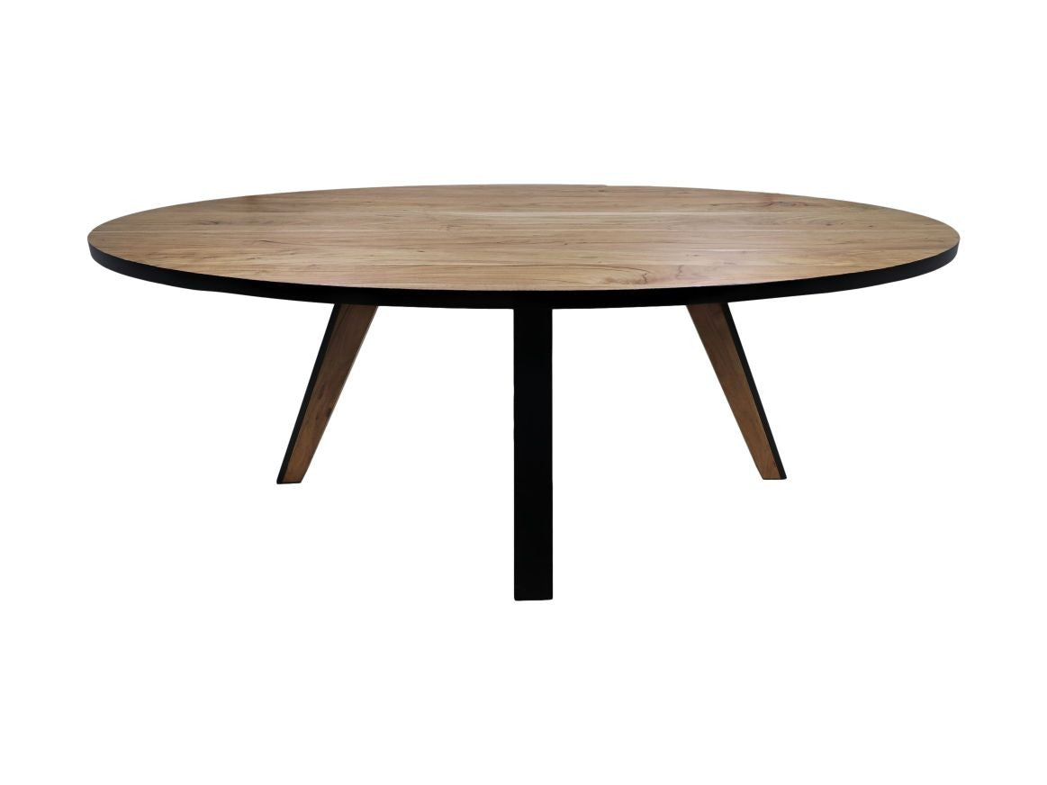 HSM Collection - Ovaler Esstisch Milano - 180x100x76 - Natur/Schwarz - Akazie/Metall