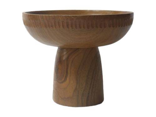 HSM Collection-Fruitschale auf Fuß Sand-Ø25x21-Braun-Teak