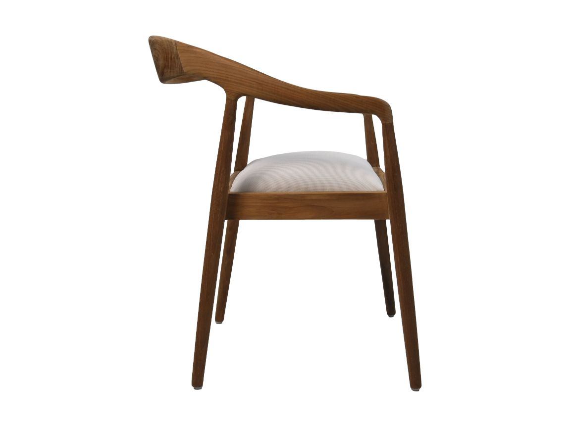 HSM Kollektion-Esszimmerstuhl Wifera + Sitz-55x41x78-Natur/Weiß-Teak/Stoff