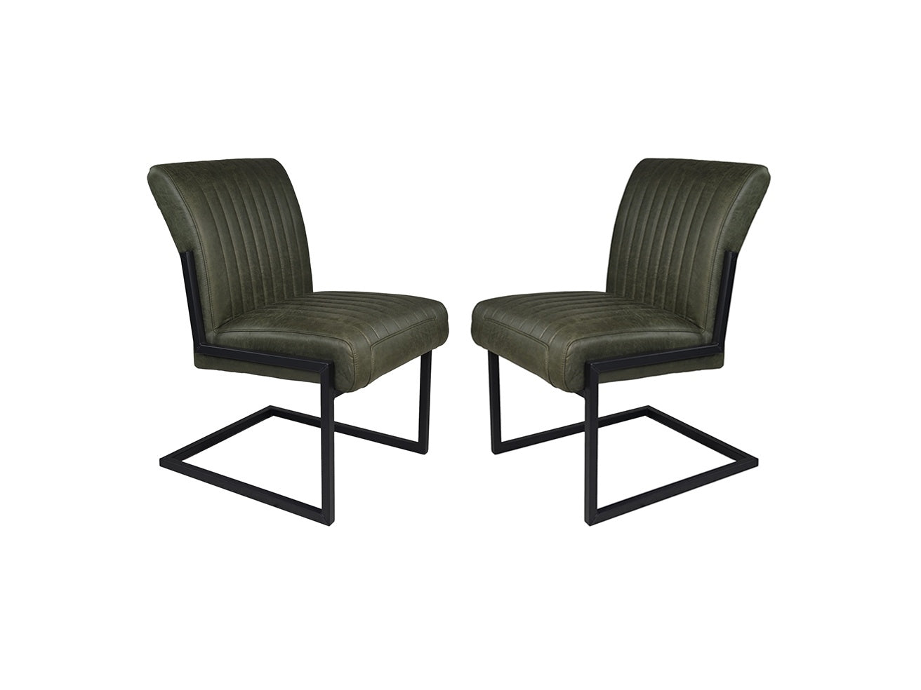 HSM Collection-Esszimmerstuhl Texas S/2-55x50x85-Grün/Schwarz-Leder/Metall