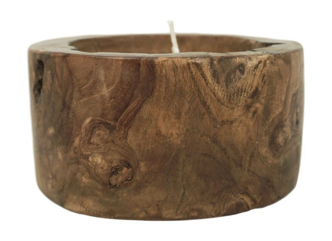 HSM Kollektion-Kerze Baumstamm Klein-ø20x10-Natur-Teak