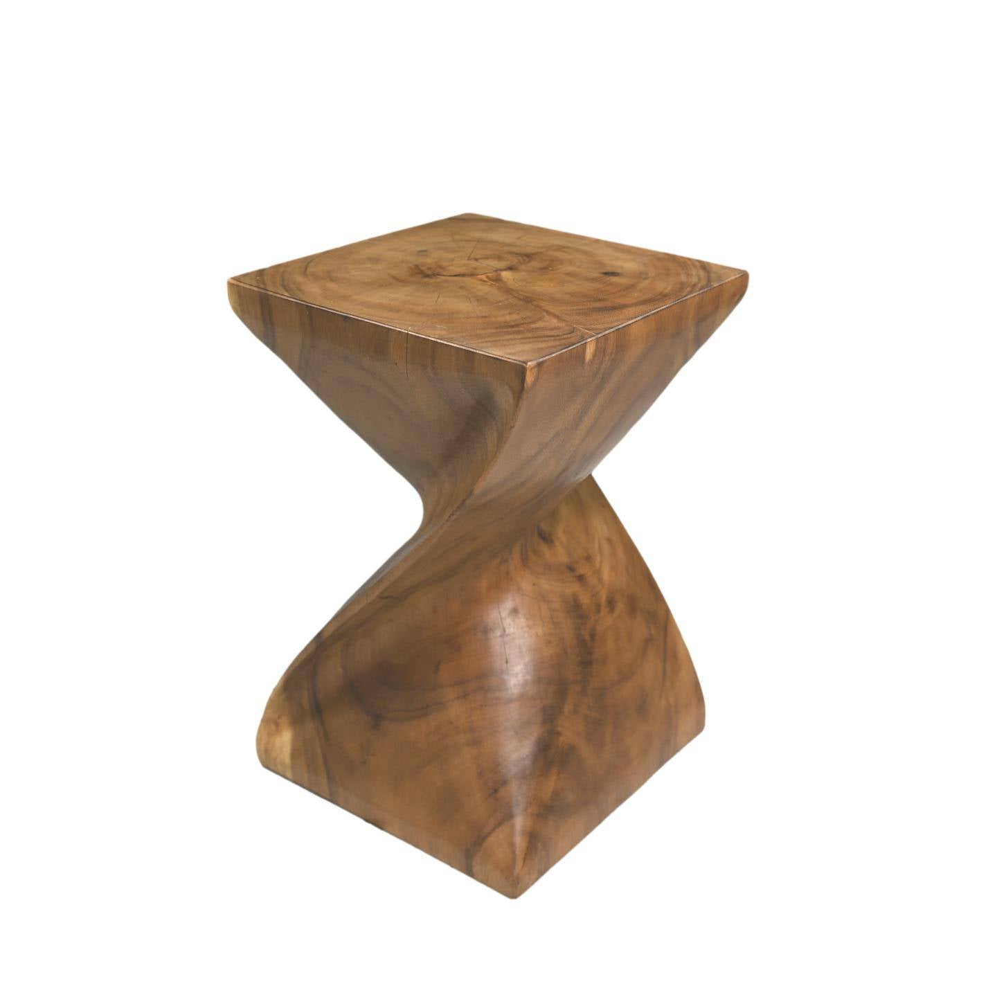 HSM Collection - Square Side Table Spiral - 30x30x43 - Natur - Munggur