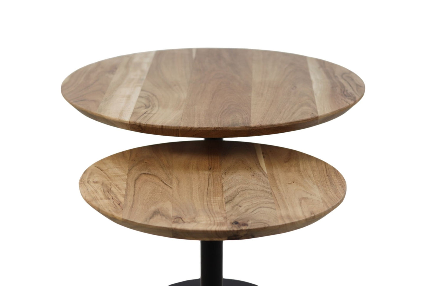 HSM Collection-Runde Beistelltisch Zürich -ø60x50/ø45x42-Natur/Schwarz-Akazie/Metall