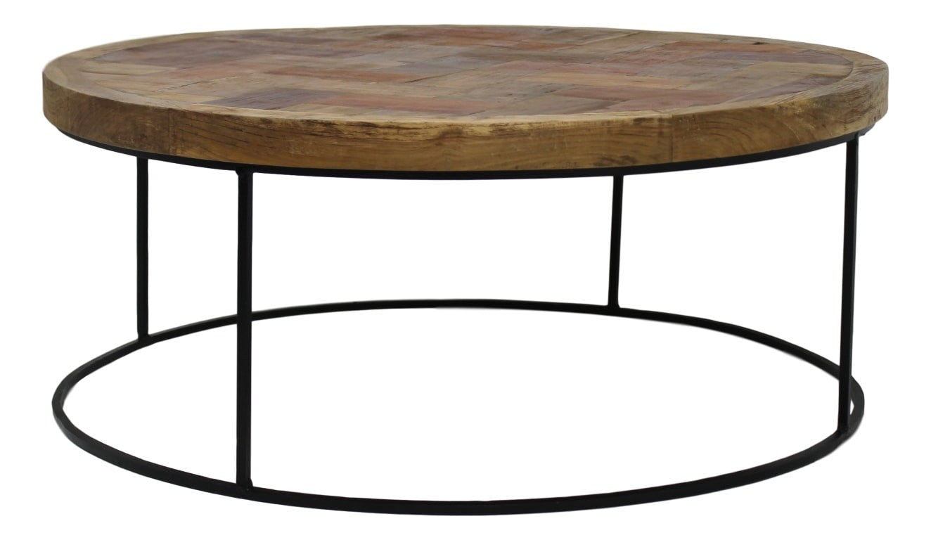 HSM Collection - Runde Mosaik-Couchtisch - ø80x33 - Braun/Schwarz - Teak