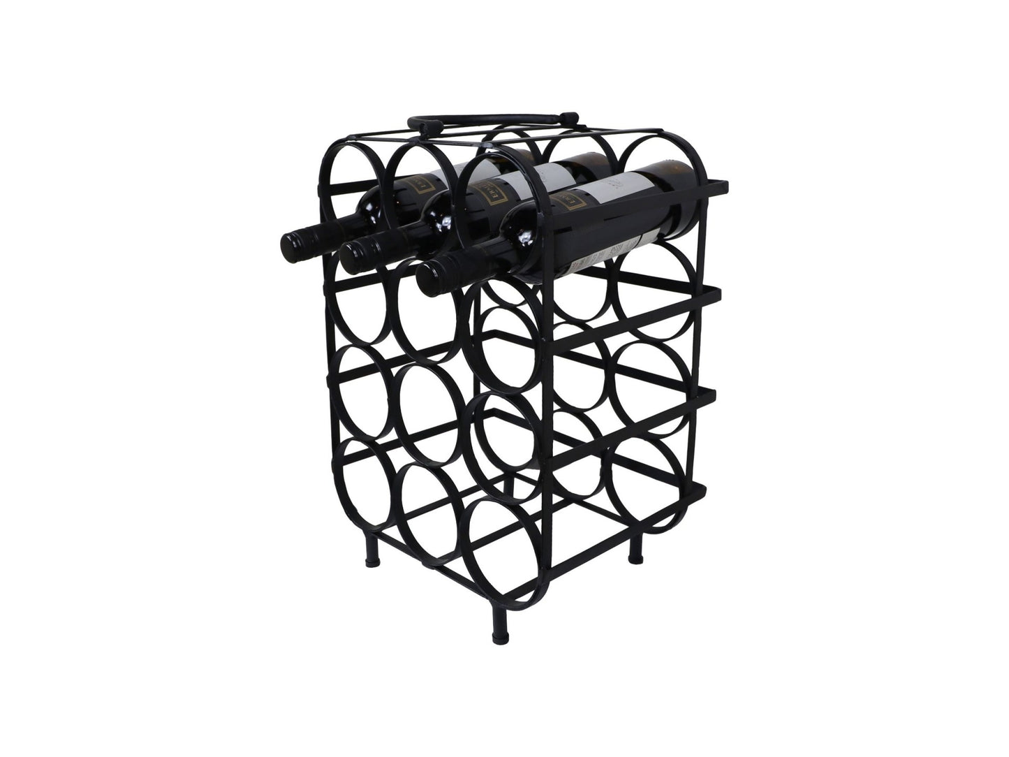 HSM Collection-Stand Weinregal 12 Flaschen-35x25x50-Schwarz-Metall