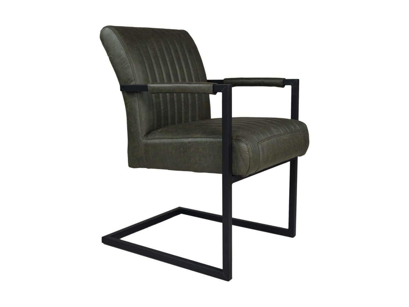 HSM Collection-Esszimmerstuhl Texas Mit Armlehne S/2-55x50x85-Grün/Schwarz-Leder/Metall