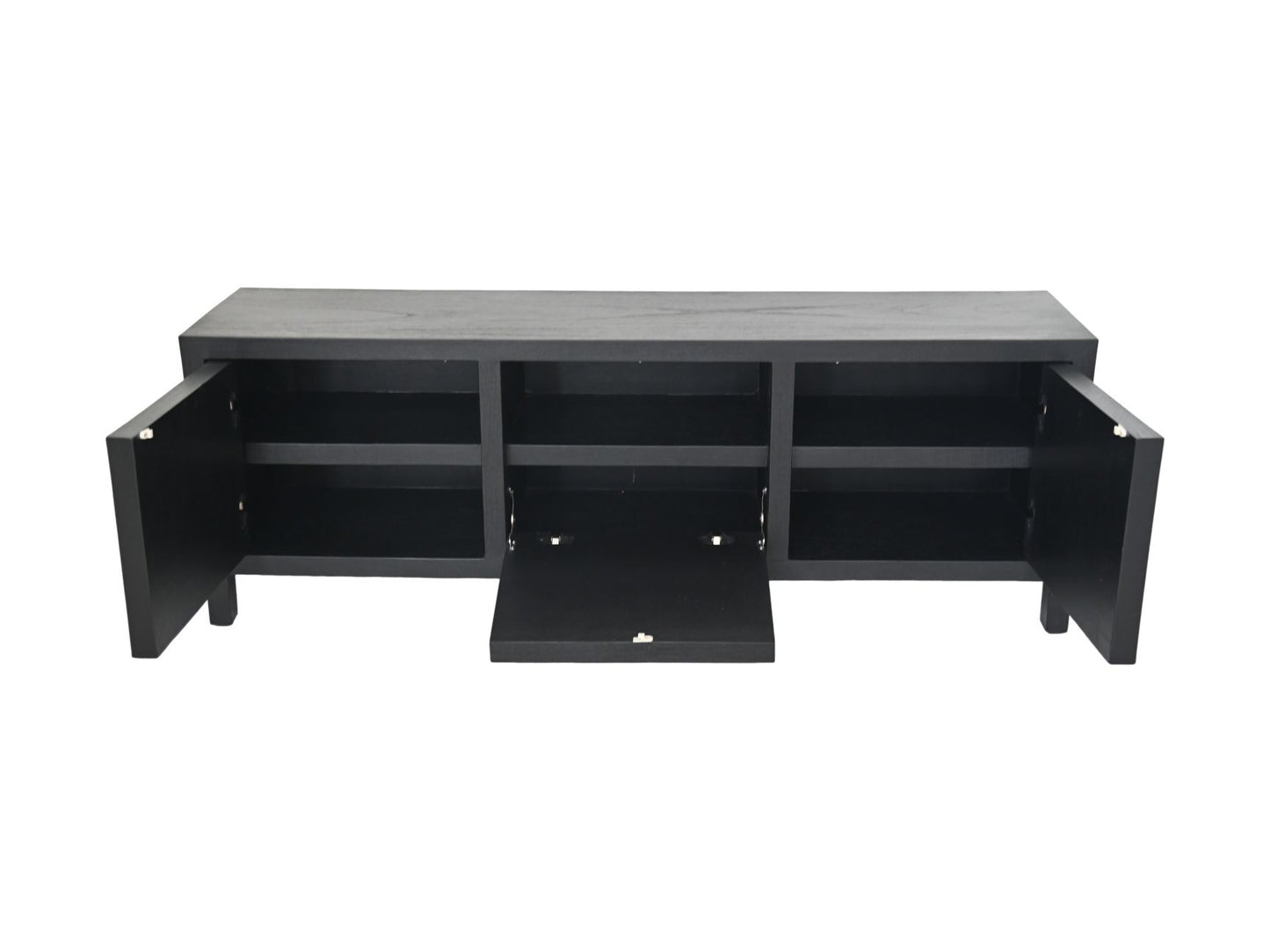 HSM Collection-TV-Schrank 3-türig-160x42x55-Schwarz-Teakfurnier
