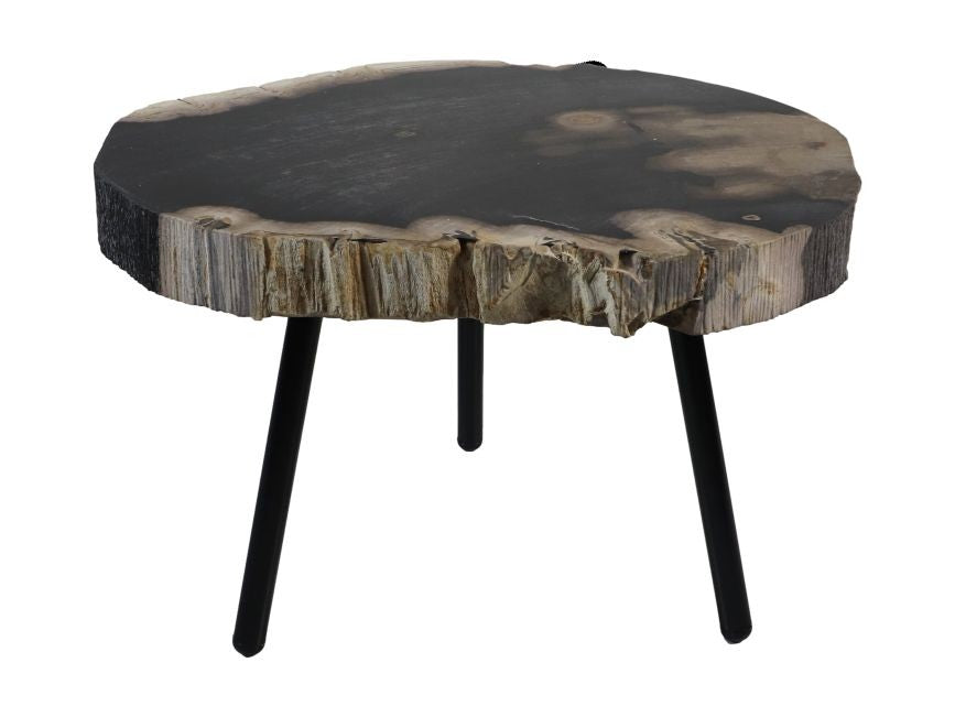 HSM Collection-Beistelltisch Versteinert -ø40/43x30-Sortiert/Schwarz-Stein/Metall