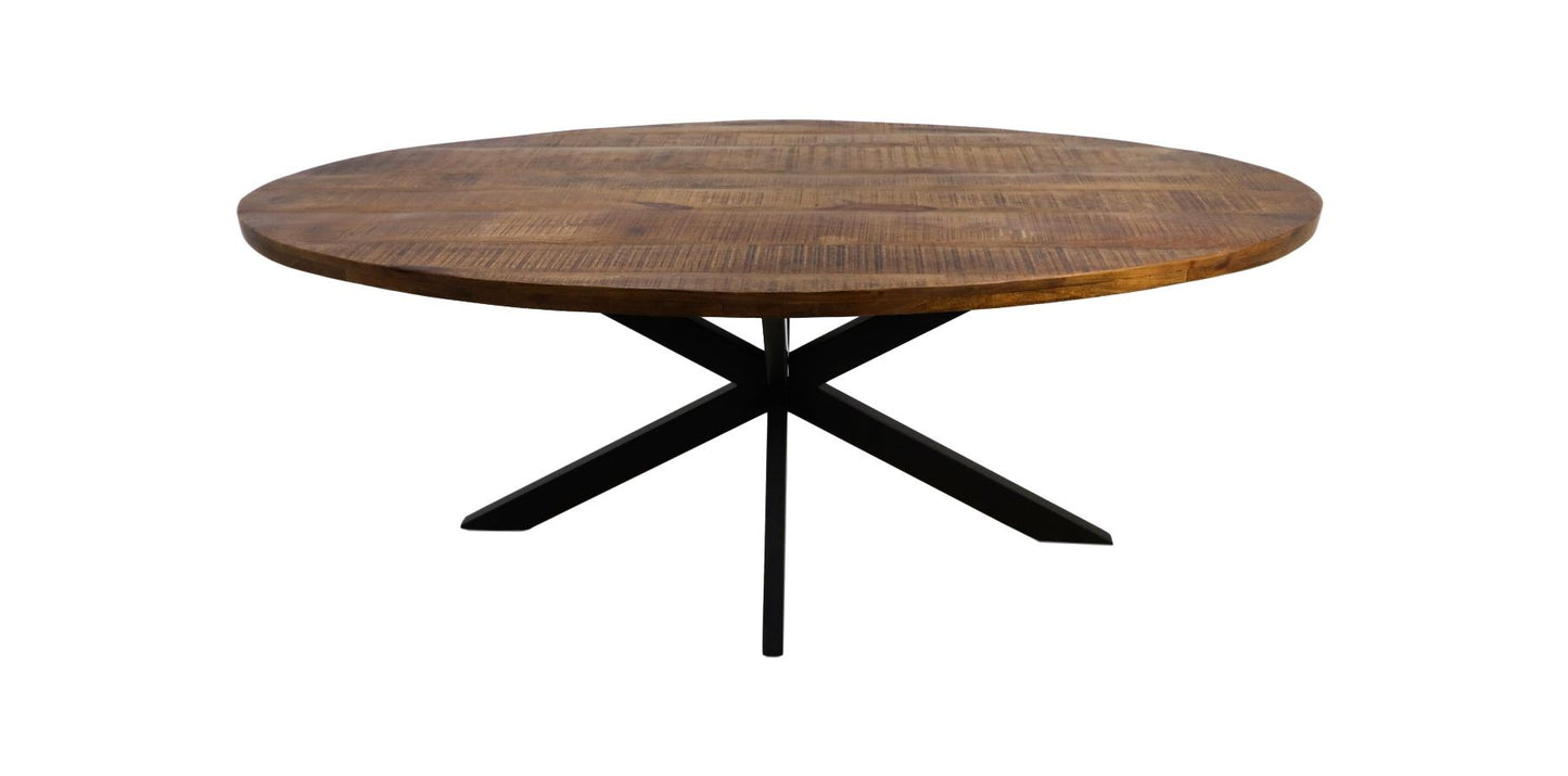 HSM Collection - Ovaler Esstisch Melbourne - 220x110x76 - Natur/Schwarz - Mango/Metall