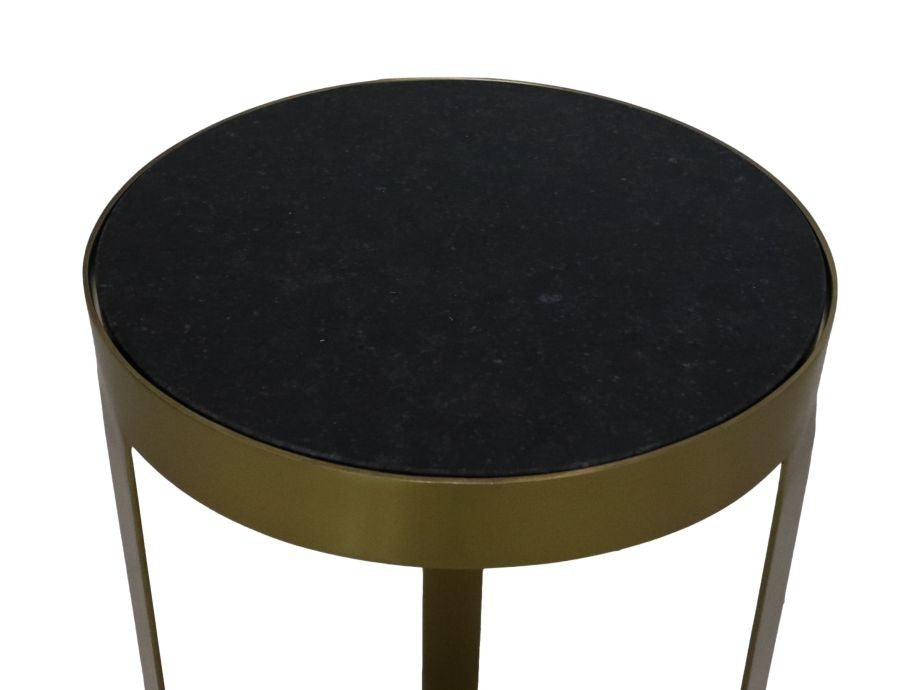 HSM Kollektion-Runder Beistelltisch-ø30x50-Schwarz/Gold-Marmor/Metall