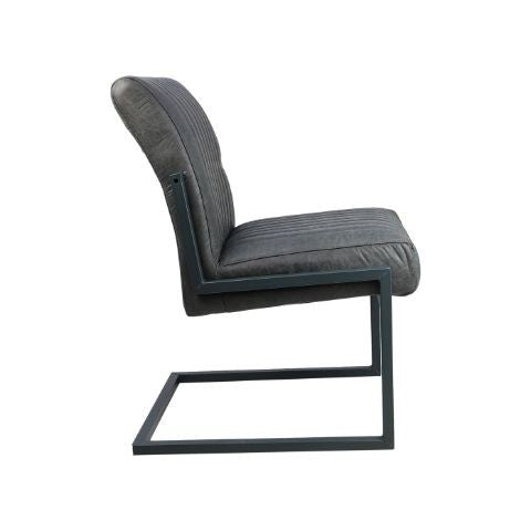HSM Collection-Esszimmerstuhl Texas S/2-55x50x85-Grafit/Grau-Leder/Metall