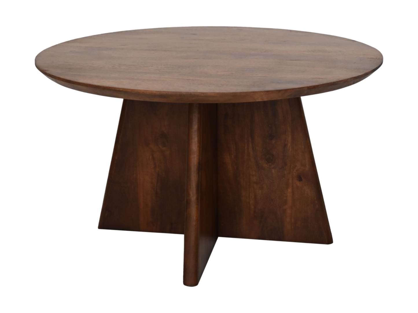 HSM Collection-Runde Couchtisch mit Kreuzbein-80x80x45-Braun-Mango