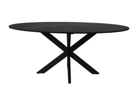 HSM Kollektion-Ovaler Esstisch-180x100x76-Schwarz-Marmor/Metall