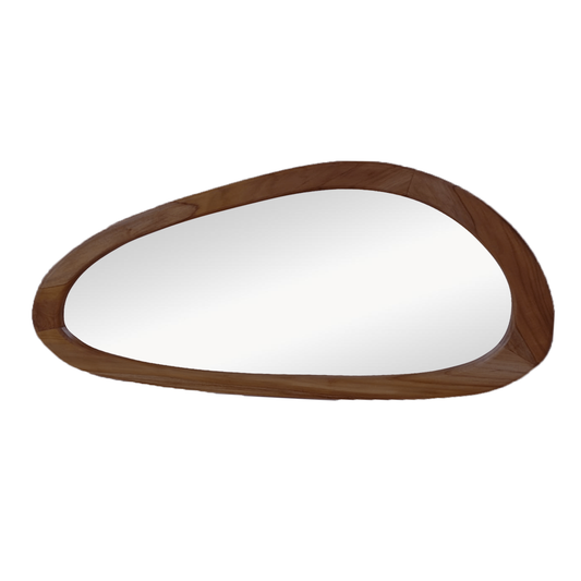 HSM Collection-Wandspiegel organische Form-Tide-120x65x3-Walnuss-Teak