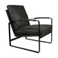 HSM Kollektion-Sessel Miami-95x65x95-Dunkelgrau/Schwarz-Leder/Metall