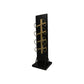 HSM Collection-Stand Weinregal 4 Flaschen-25x25x80-Schwarz/Gold-Mango/Metall