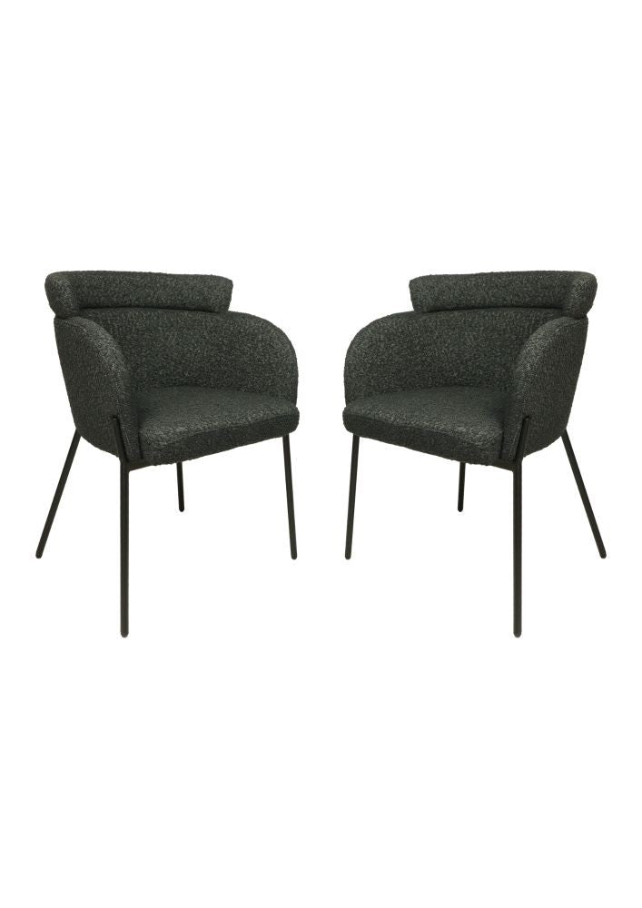 HSM Collection-Esszimmerstuhl Luca S/2-57x60x81-Anthrazit/Schwarz-Stoff/Metall