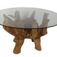 HSM Collection-Salontisch mit Glasplatte-ø60x45 (Glas ø 90)-Braun-Teak/Glas