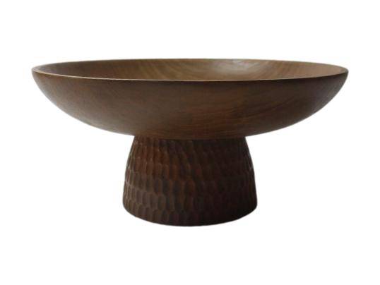 HSM Collection-Fruitschale auf Fuß Sand-Ø28x12-Braun-Teak