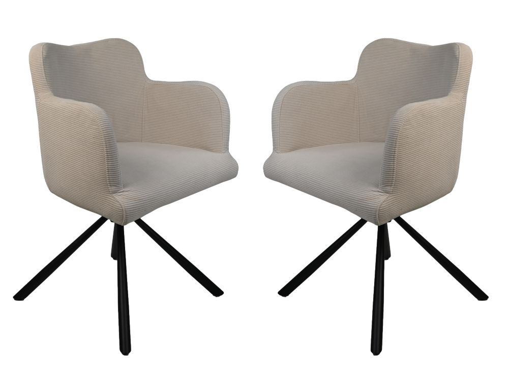 HSM Collection-Esszimmerstuhl Bella S/2-56x60x82-Weiß/Schwarz-Stoff/Metall