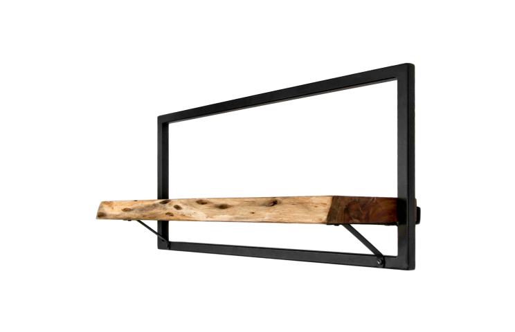 HSM Collection-Wandregal Levels Live Edge -70x22x32-Natur/Schwarz-Akazie/Metall