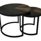 HSM Collection-Runde Beistelltisch Ronin S/2-ø60x45/ø45x40-Natur/Schwarz-Teak/Metall