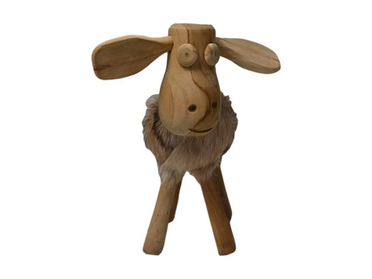 HSM Collection-Schaap Shawn Klein-32x14x32-Sortiert/Natur- Ziegenhaut/Teak